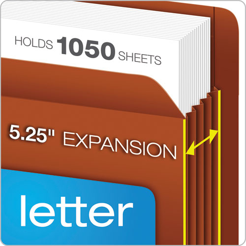 Image of Pendaflex® 95363 Heavy-Duty End Tab File Pockets, 5.25" Expansion, Letter Size, Red Fiber, 10/box
