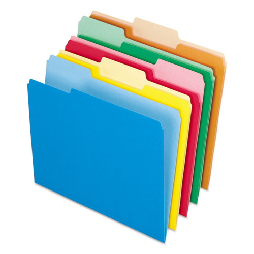 Image of Pendaflex® 4210 1/3 ASST Interior File Folders, 1/3-Cut Tabs: Assorted, Letter Size, Assorted Colors: Blue/Green/Orange/Red/Yellow, 100/Box