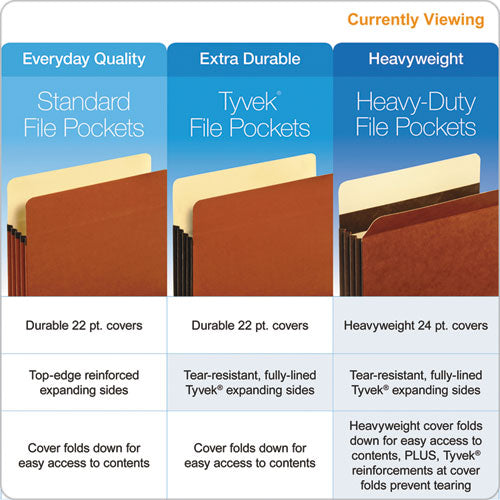 Image of Pendaflex® C1524EHD Heavy-Duty File Pockets, 3.5" Expansion, Letter Size, Redrope, 25/box