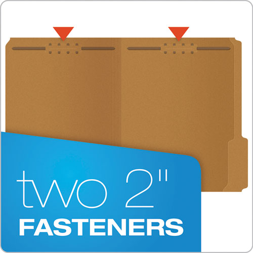 Image of Pendaflex® FK212 Kraft Fastener Folders, 1/3-Cut Tab: Assorted, 2 Fasteners, Letter Size, Kraft, 50/Box