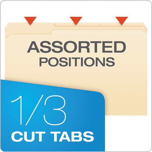 Image of Pendaflex® FM310EE Manila Fastener Folders, 1/3-Cut Tab: Assorted, 1 Fastener, Legal Size, Manila, 50/Box