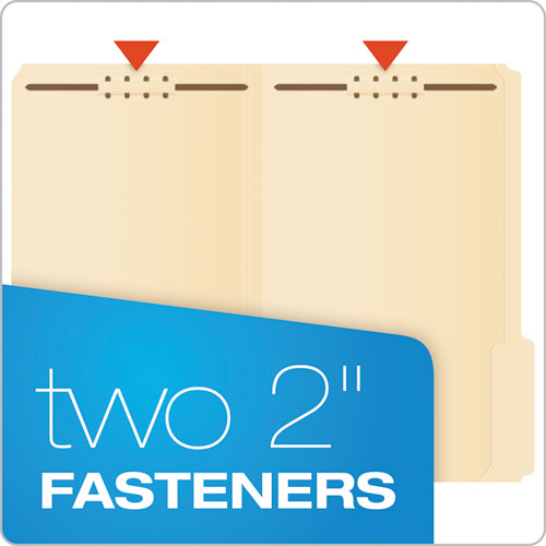 Image of Pendaflex® FM313EE Manila Fastener Folders, 1/3-Cut Tab: Assorted, 2 Fasteners, Legal Size, Manila, 50/Box