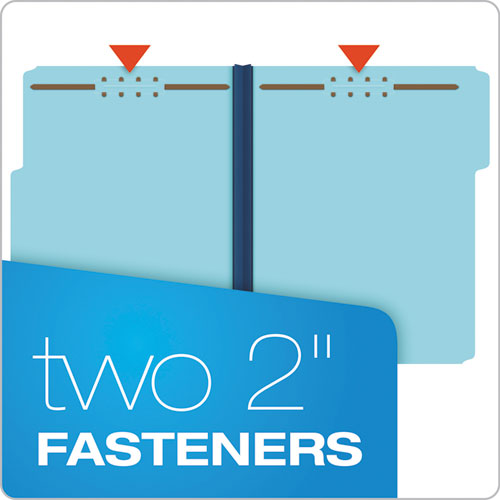 Image of Pendaflex® FP213 Heavy-Duty Pressboard Folders with Embossed Fasteners, 1/3-Cut Tab, Expands 1", 2 Fasteners, Letter Size, Blue, 25/Box