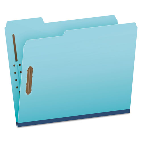 Image of Pendaflex® FP213 Heavy-Duty Pressboard Folders with Embossed Fasteners, 1/3-Cut Tab, Expands 1", 2 Fasteners, Letter Size, Blue, 25/Box