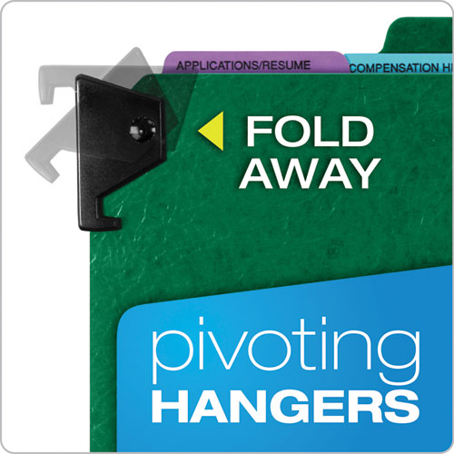 Image of Pendaflex® SER-2-GR Hanging-Style Personnel Folders, 5 Dividers with 1/5-Cut Tabs, Letter Size, 1/3-Cut Exterior Tabs, Green