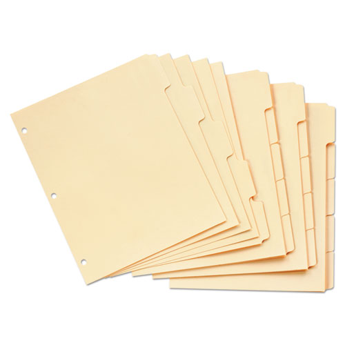 Image of Oxford 13V Write-On Tab Dividers, 5-Tab, 11 X 8.5, Manila, 20 Sets