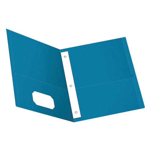 Image of Oxford 57701 Twin-Pocket Folder with Prong Fasteners, Accommodates (135) 11 x 8.5 Sheets, Light Blue, 25/Box