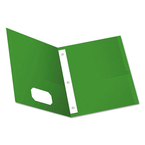 Image of Oxford 57703 Twin-Pocket Folder with Prong Fasteners, Accommodates (135) 11 x 8.5 Sheets, Green, 25/Box
