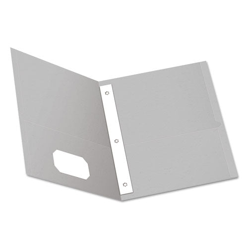 Image of Oxford 57705 Twin-Pocket Folder with Prong Fasteners, Accommodates (135) 11 x 8.5 Sheets, Gray, 25/Box