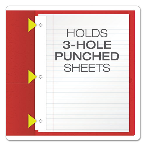 Image of Oxford 57711 Twin-Pocket Folder with Prong Fasteners, Accommodates (135) 11 x 8.5 Sheets, Red, 25/Box