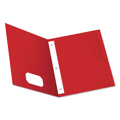 Image of Oxford 57711 Twin-Pocket Folder with Prong Fasteners, Accommodates (135) 11 x 8.5 Sheets, Red, 25/Box