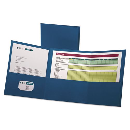 Image of Oxford 59802 Tri-Fold Pocket Folder, Accommodates (150) 11 x 8.5 Sheets, Blue, 20/Box