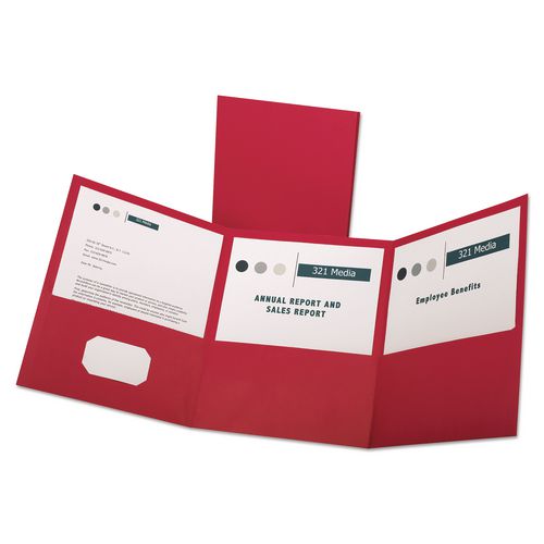 Image of Oxford 59811 Tri-Fold Pocket Folder, Accommodates (150) 11 x 8.5 Sheets, Red, 20/Box