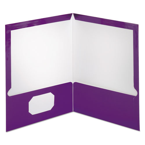 Image of Oxford 5049526 Metallic Laminated Twin Pocket Folders, Accommodates (100) 11 x 8.5 Sheets, Purple, 25/Box