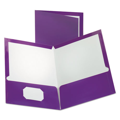 Image of Oxford 5049526 Metallic Laminated Twin Pocket Folders, Accommodates (100) 11 x 8.5 Sheets, Purple, 25/Box