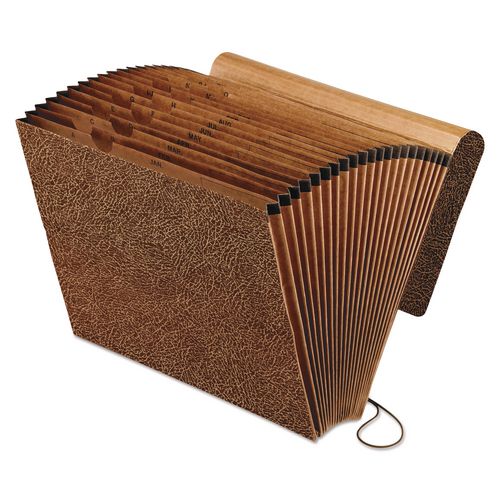 Image of Pendaflex® 01365 All Purpose Expanding File, 2" Expansion, 21 Sections, Elastic Cord Closure, 2/5-Cut Tabs, Letter Size, Red Fiber