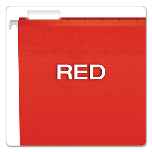 Image of Pendaflex® 04152X2 RED Extra Capacity Reinforced Hanging File Folders with Box Bottom, 2" Capacity, Letter Size, 1/5-Cut Tabs, Red, 25/Box