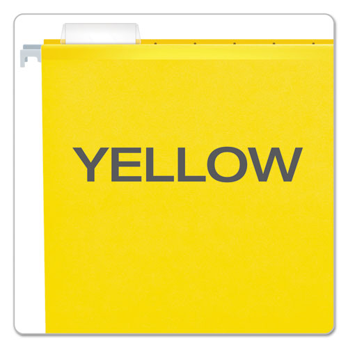 Image of Pendaflex® 04152X2 YEL Extra Capacity Reinforced Hanging File Folders with Box Bottom, 2" Capacity, Letter Size, 1/5-Cut Tabs, Yellow, 25/Box