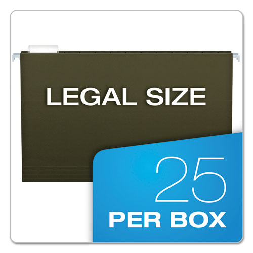 Image of Pendaflex® 04153X3 Extra Capacity Reinforced Hanging File Folders with Box Bottom, 3" Capacity, Legal Size, 1/5-Cut Tabs, Green, 25/Box