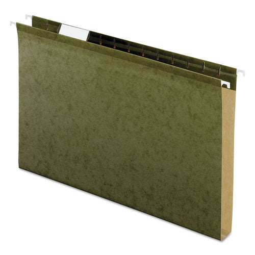 Image of Pendaflex® 04153X1 Extra Capacity Reinforced Hanging File Folders with Box Bottom, 1" Capacity, Legal Size, 1/5-Cut Tabs, Green, 25/Box