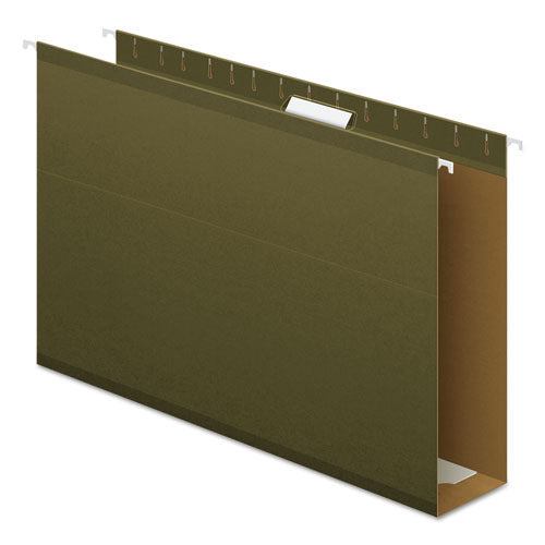 Image of Pendaflex® 04153X3 Extra Capacity Reinforced Hanging File Folders with Box Bottom, 3" Capacity, Legal Size, 1/5-Cut Tabs, Green, 25/Box