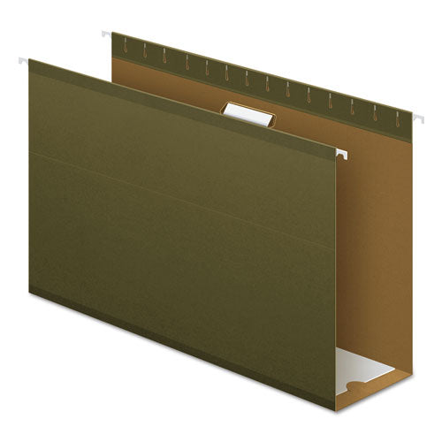 Image of Pendaflex® 04153X4 Extra Capacity Reinforced Hanging File Folders with Box Bottom, 4" Capacity, Legal Size, 1/5-Cut Tabs, Green, 25/Box
