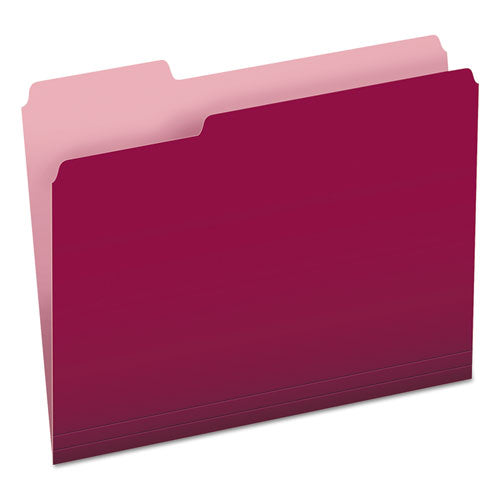 Image of Pendaflex® 152 1/3 BUR Colored File Folders, 1/3-Cut Tabs: Assorted, Letter Size, Burgundy/Light Burgundy, 100/Box