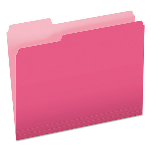 Image of Pendaflex® 152 1/3 PIN Colored File Folders, 1/3-Cut Tabs: Assorted, Letter Size, Pink/Light Pink, 100/Box