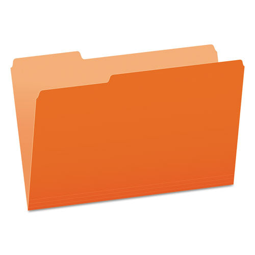 Image of Pendaflex® 153 1/3 ORA Colored File Folders, 1/3-Cut Tabs: Assorted, Legal Size, Orange/Light Orange, 100/Box