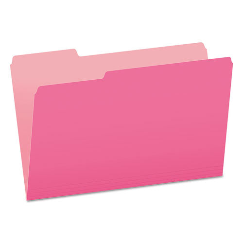 Image of Pendaflex® 153 1/3 PIN Colored File Folders, 1/3-Cut Tabs: Assorted, Legal Size, Pink/Light Pink, 100/Box