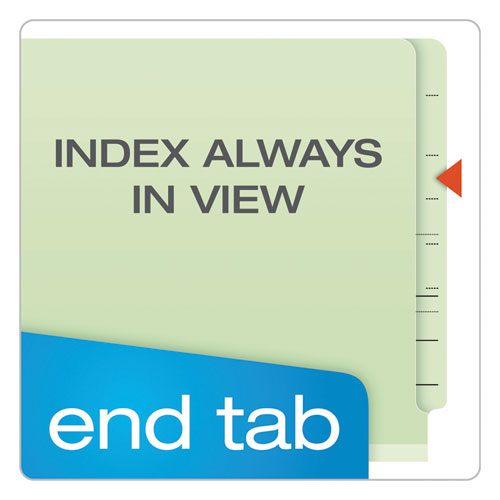 Image of Pendaflex® 23324 End Tab Classification Folders, Straight Tab, Expands 2", 2 Dividers, 6 Fasteners, Legal Size, Pale Green, 10/Box