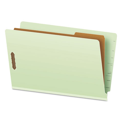 Image of Pendaflex® 23314 End Tab Classification Folders, Straight Tab, Expands 2", 1 Divider, 4 Fasteners, Legal Size, Pale Green, 10/Box
