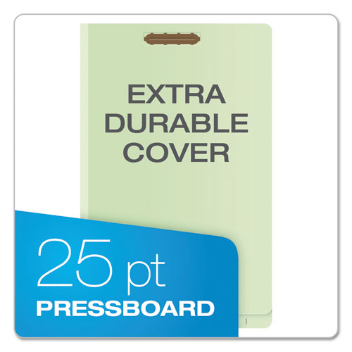 Image of Pendaflex® 23324 End Tab Classification Folders, Straight Tab, Expands 2", 2 Dividers, 6 Fasteners, Legal Size, Pale Green, 10/Box