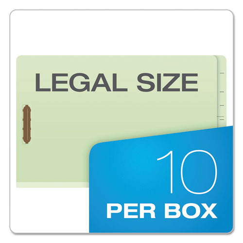 Image of Pendaflex® 23324 End Tab Classification Folders, Straight Tab, Expands 2", 2 Dividers, 6 Fasteners, Legal Size, Pale Green, 10/Box
