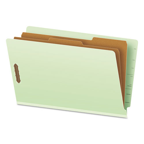 Image of Pendaflex® 23324 End Tab Classification Folders, Straight Tab, Expands 2", 2 Dividers, 6 Fasteners, Legal Size, Pale Green, 10/Box