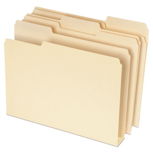 Image of Pendaflex® 54459EE Double Stuff File Folders, 1/3-Cut Tabs: Assorted, Letter Size, Manila, 50/Pack