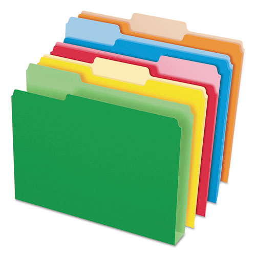 Image of Pendaflex® 54460EE Double Stuff File Folders, 1/3-Cut Tabs: Assorted, Letter Size, Assorted Colors, 50/Pack