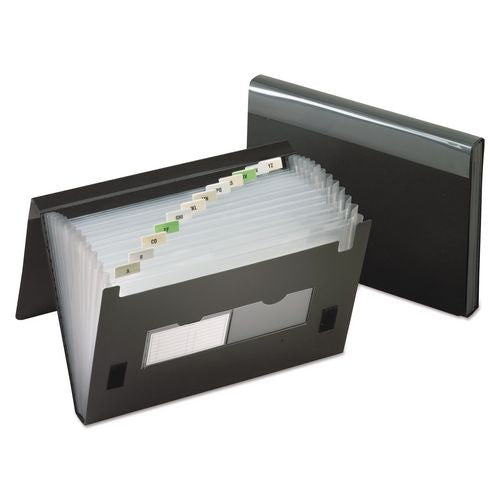 Image of Pendaflex® 82011EE 13-Pocket File, 4" Expansion, 13 Sections, Hook/Loop Closure, 1/12-Cut Tabs, Letter Size, Black
