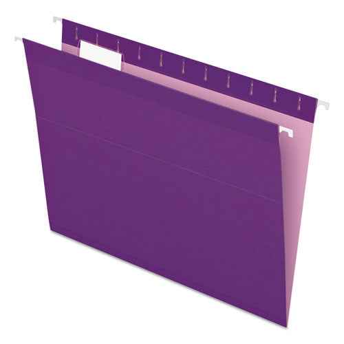 Image of Pendaflex® 04152 1/5 VIO Colored Reinforced Hanging Folders, Letter Size, 1/5-Cut Tabs, Violet, 25/Box