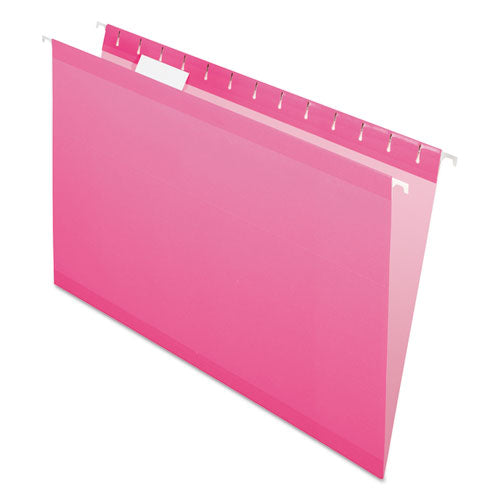 Image of Pendaflex® 04153 1/5 PIN Colored Reinforced Hanging Folders, Legal Size, 1/5-Cut Tabs, Pink, 25/Box