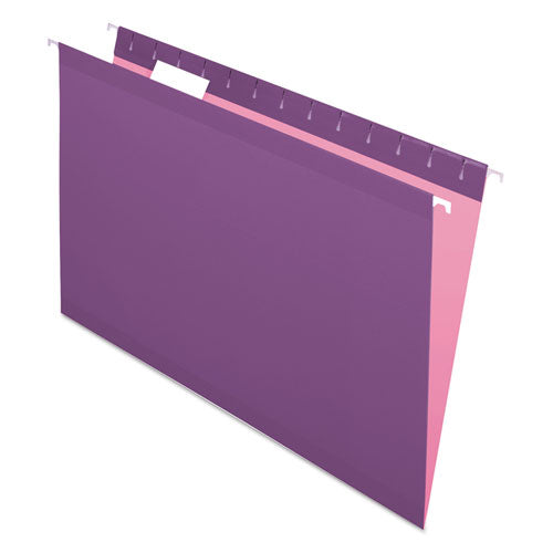 Image of Pendaflex® 04153 1/5 VIO Colored Reinforced Hanging Folders, Legal Size, 1/5-Cut Tabs, Violet, 25/Box