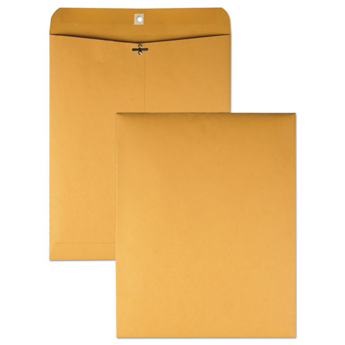 Image of Quality Park QUA37805 Clasp Envelope, 32 lb Bond Weight Kraft, #14 1/2, Square Flap, Clasp/Gummed Closure, 11.5 x 14.5, Brown Kraft, 100/Box