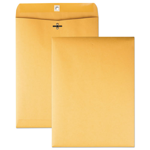 Image of Quality Park QUA37890 Clasp Envelope, 28 lb Bond Weight Kraft, #90, Cheese Blade Flap, Clasp/Gummed Closure, 9 x 12, Brown Kraft, 100/Box