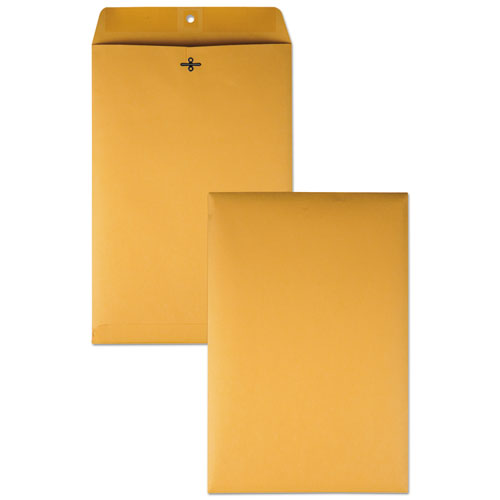Image of Quality Park QUA37898 Clasp Envelope, 28 lb Bond Weight Kraft, #98, Square Flap, Clasp/Gummed Closure, 10 x 15, Brown Kraft, 100/Box