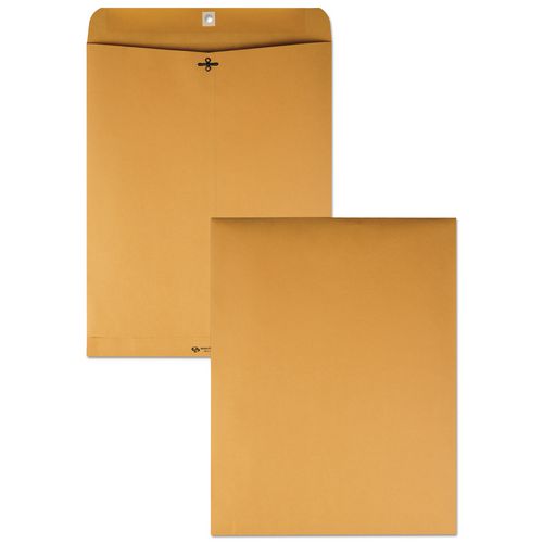 Image of Quality Park QUA37910 Clasp Envelope, 28 lb Bond Weight Kraft, #110, Square Flap, Clasp/Gummed Closure, 12 x 15.5, Brown Kraft, 100/Box