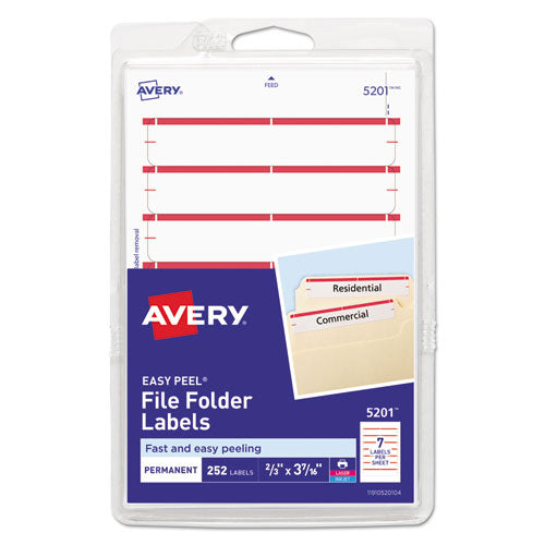 Image of Avery® 05201 Printable 4" X 6" - Permanent File Folder Labels, 0.69 X 3.44, White, 7/sheet, 36 Sheets/pack, (5201)