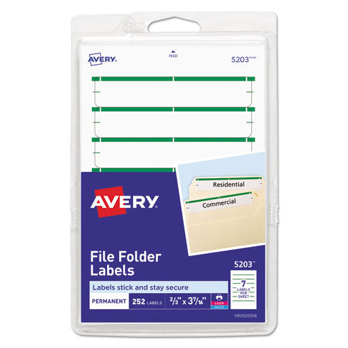 Image of Avery® 05203 Printable 4" X 6" - Permanent File Folder Labels, 0.69 X 3.44, White, 7/sheet, 36 Sheets/pack, (5203)