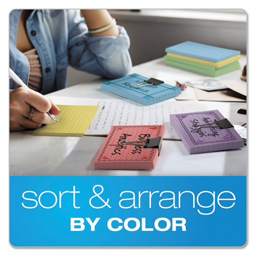 Image of Oxford 34610 Ruled Index Cards, 4 X 6, Blue/violet/canary/green/cherry, 100/pack