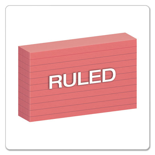 Image of Oxford 7321 CHE Ruled Index Cards, 3 X 5, Cherry, 100/pack