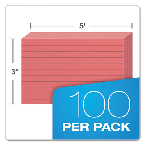 Image of Oxford 7321 CHE Ruled Index Cards, 3 X 5, Cherry, 100/pack